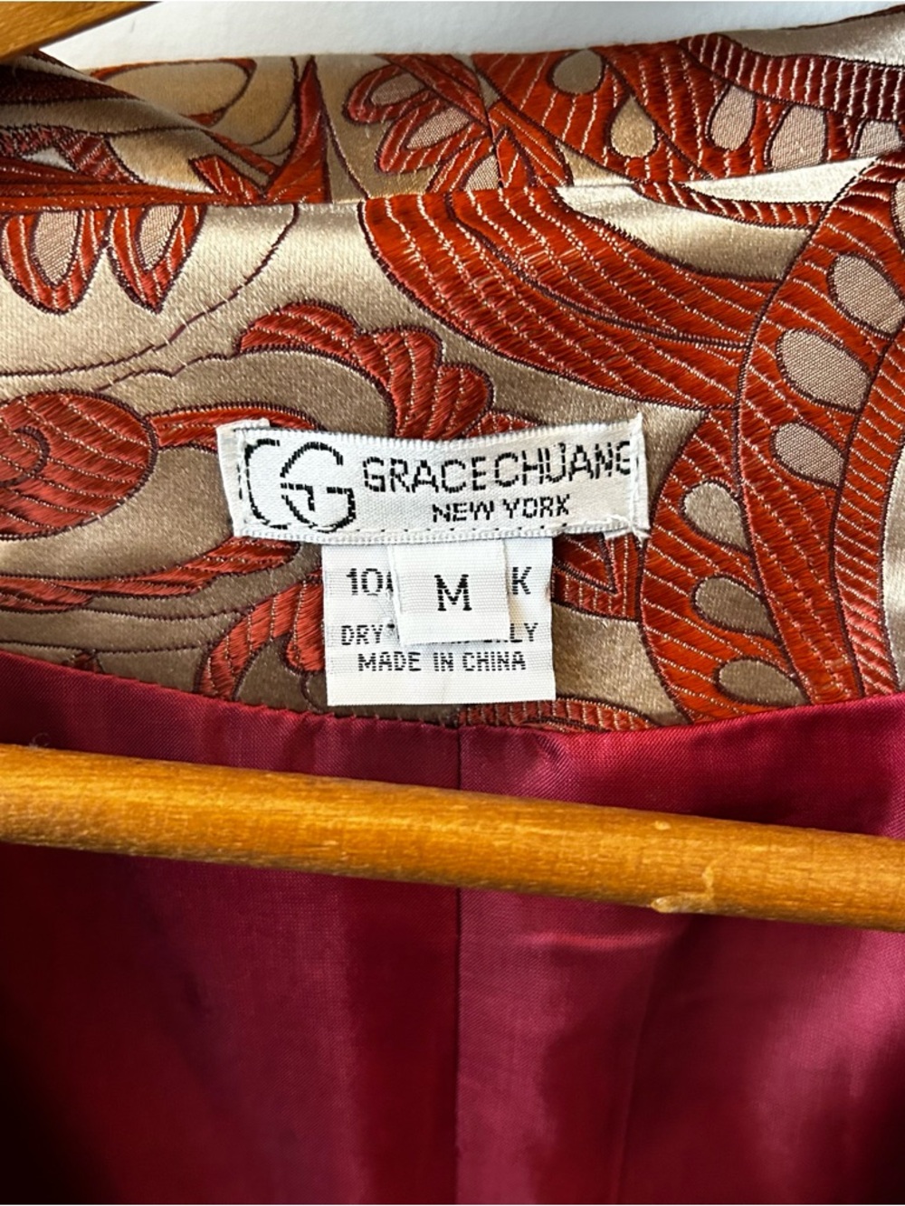 100% SILK Brocade Jacket Mandarin Collar Frog Closure Vintage Glam Statement - Picture 4 of 16